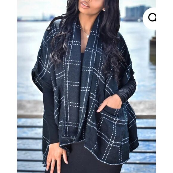 Dupatta Designs Fitzgerald Wool Cotton Kimono Cardigan Cape Shawl Soft - Picture 2 of 7